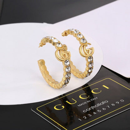 18K Double Gucci Color Crystal Earrings