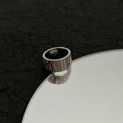 18K Dior Monogram Enamel Ring