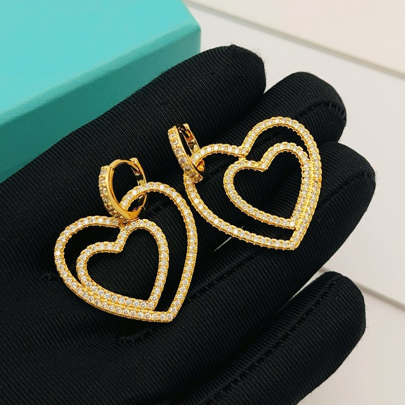 18K Tiffany Heart Diamond Earrings