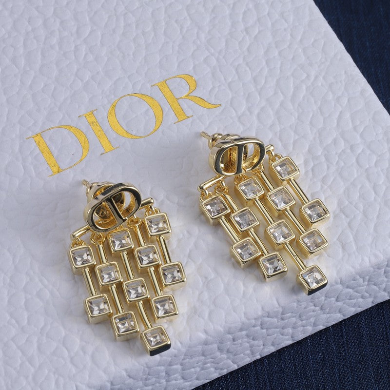 18K Dior Crystal Earrings