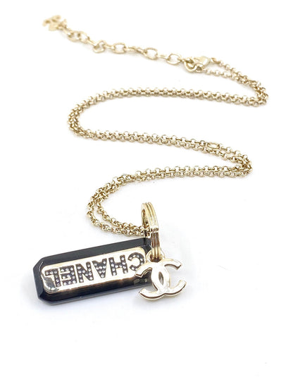 18K  Chanel Black Plate Chain Necklace