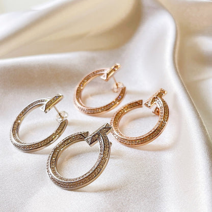 18K Tiffany T1 Open Hoop Rose Gold Earrings