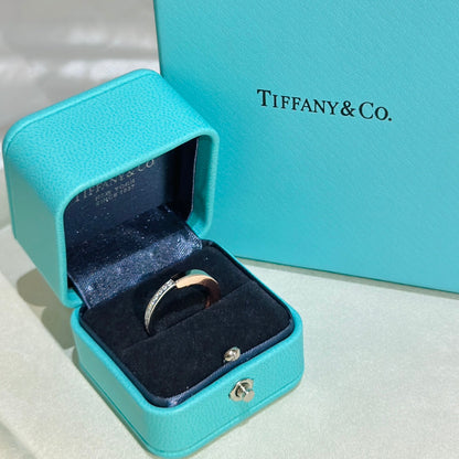 18K Tiffany Lock Diamond Rose Gold Ring