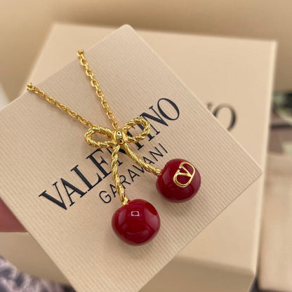 18K VLogo Red Cherry Gold Necklace