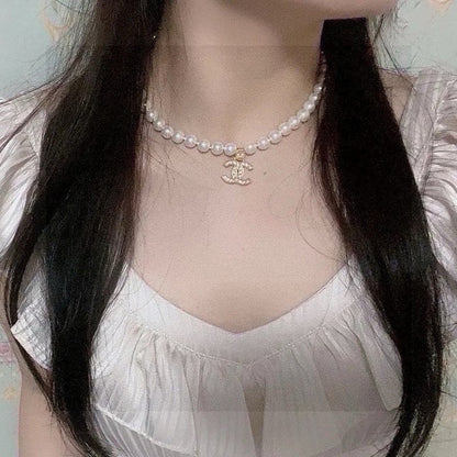 18K  Chanel Pearl Chain Diamond Necklace
