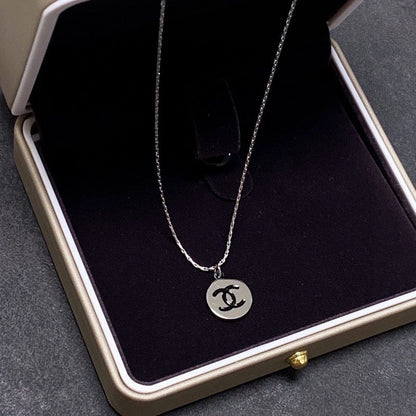 18K  Chanel Round Logo Necklace