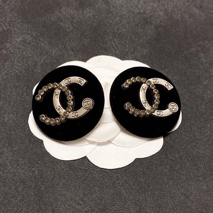 18K  Chanel Black Resin Circle Earrings