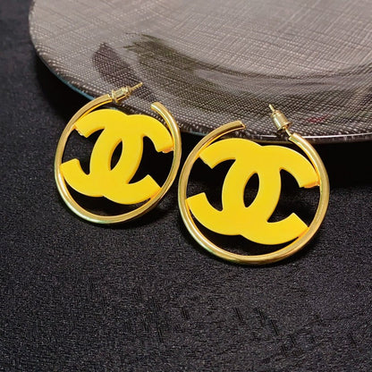 18K  Chanel Color Logo Earrings