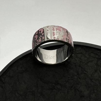 18K Dior Monogram Enamel Ring