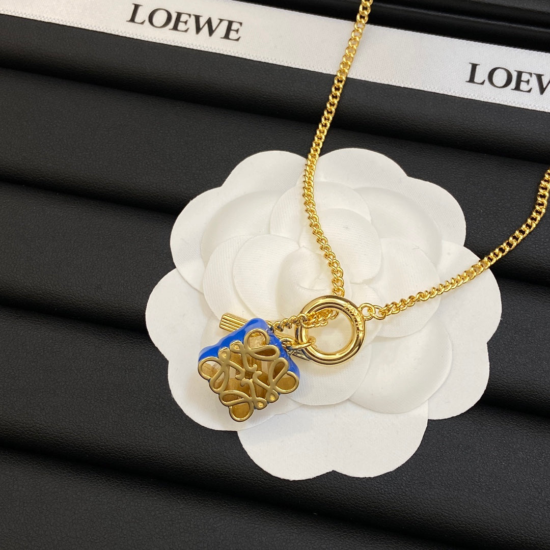 18K LOEWE Anagram Pendant Necklace