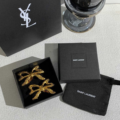 18K YSL 26C Butterfly Gold Earrings
