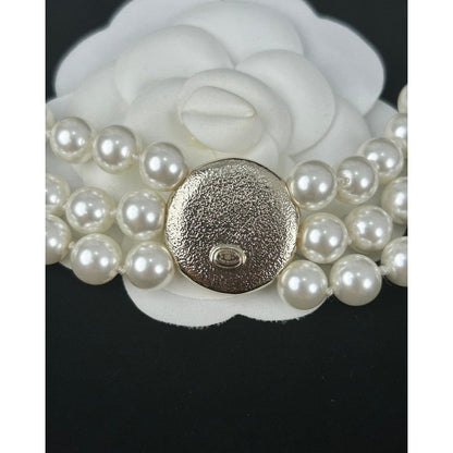 18K  Chanel Choker Pearl Chain Necklace