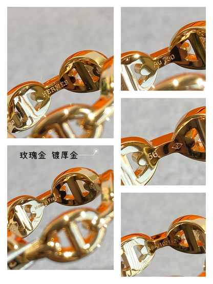 18K Chaine D'Ancre Enchainee Hermes Ring