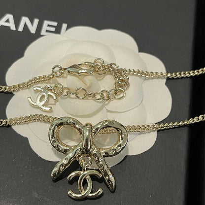 18K  Chanel Gold Bow Tie Necklace