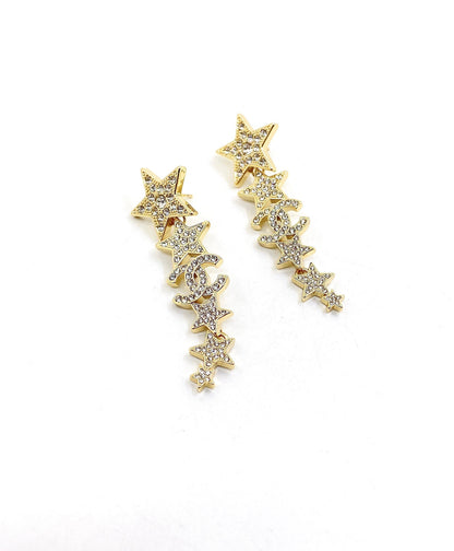 18K  Chanel Star Diamonds Long Earrings
