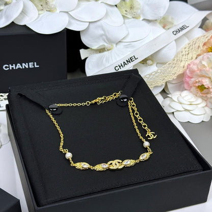 18K  Chanel 26C Crystal Gold Necklace