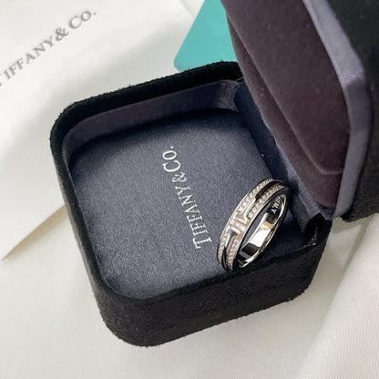 18K Tiffany Narrow Pave Diamond Ring