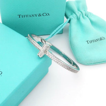 18K T1 Wide Diamond Bangle Bracelet