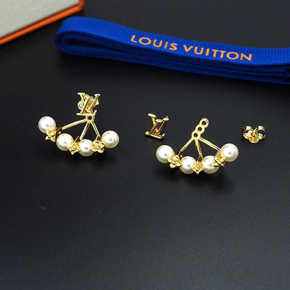 18K Louis Vuitton Monogram Pearls Earrings