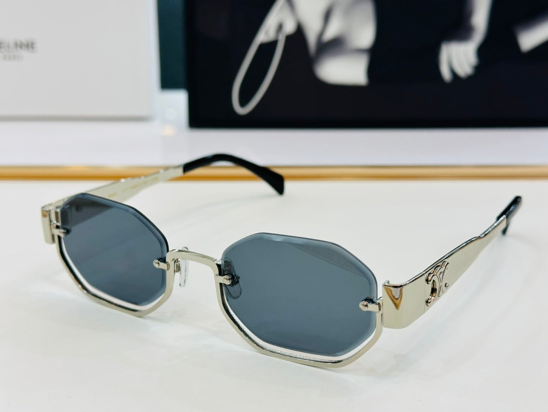 CELINE TRIOMPHE SEMI RIMLESS SUNGLASSES CL42118 IN METAL