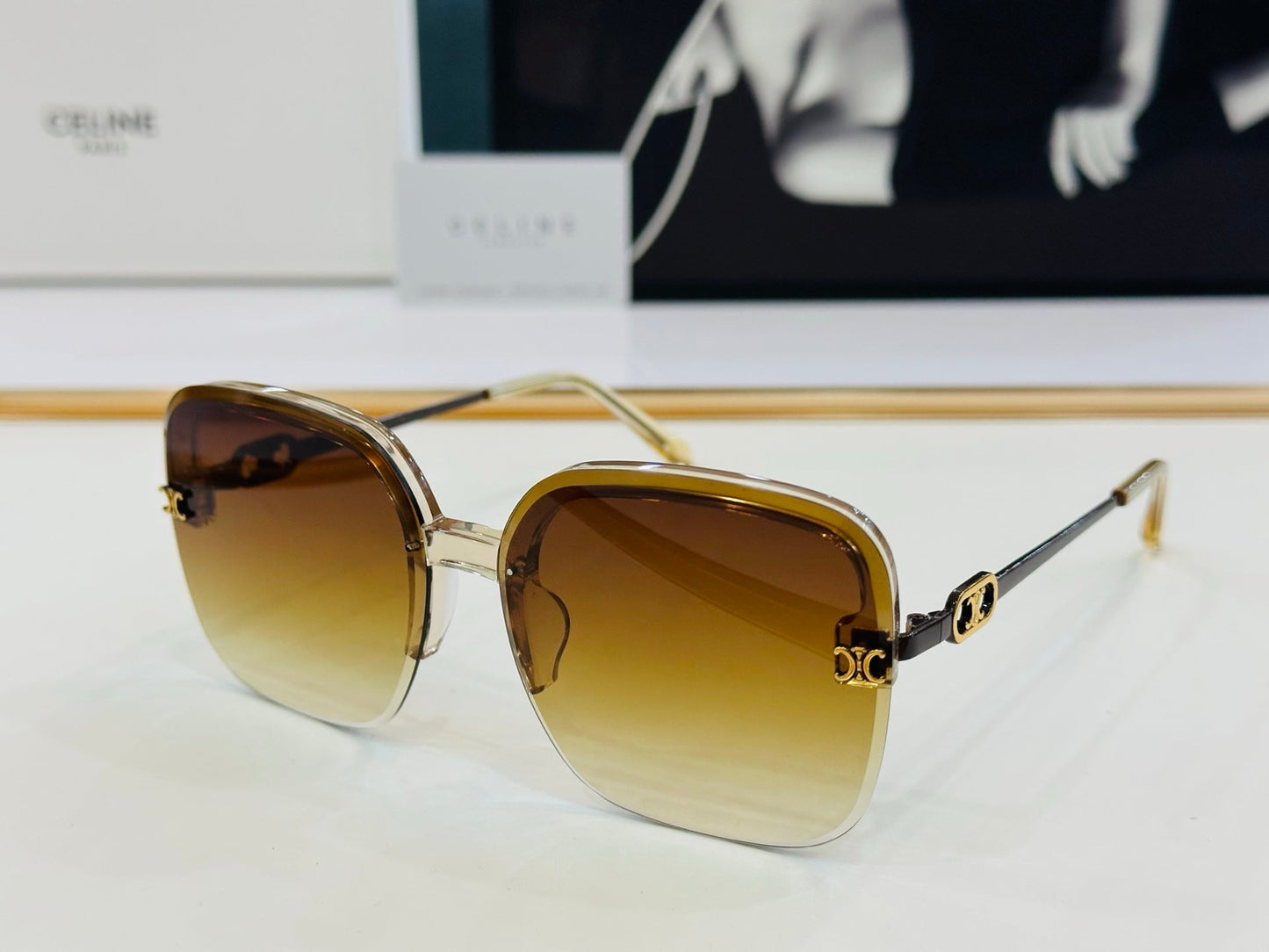 CELINE TRIOMPHE SQUARE SUNGLASSES CL40251 IN METAL