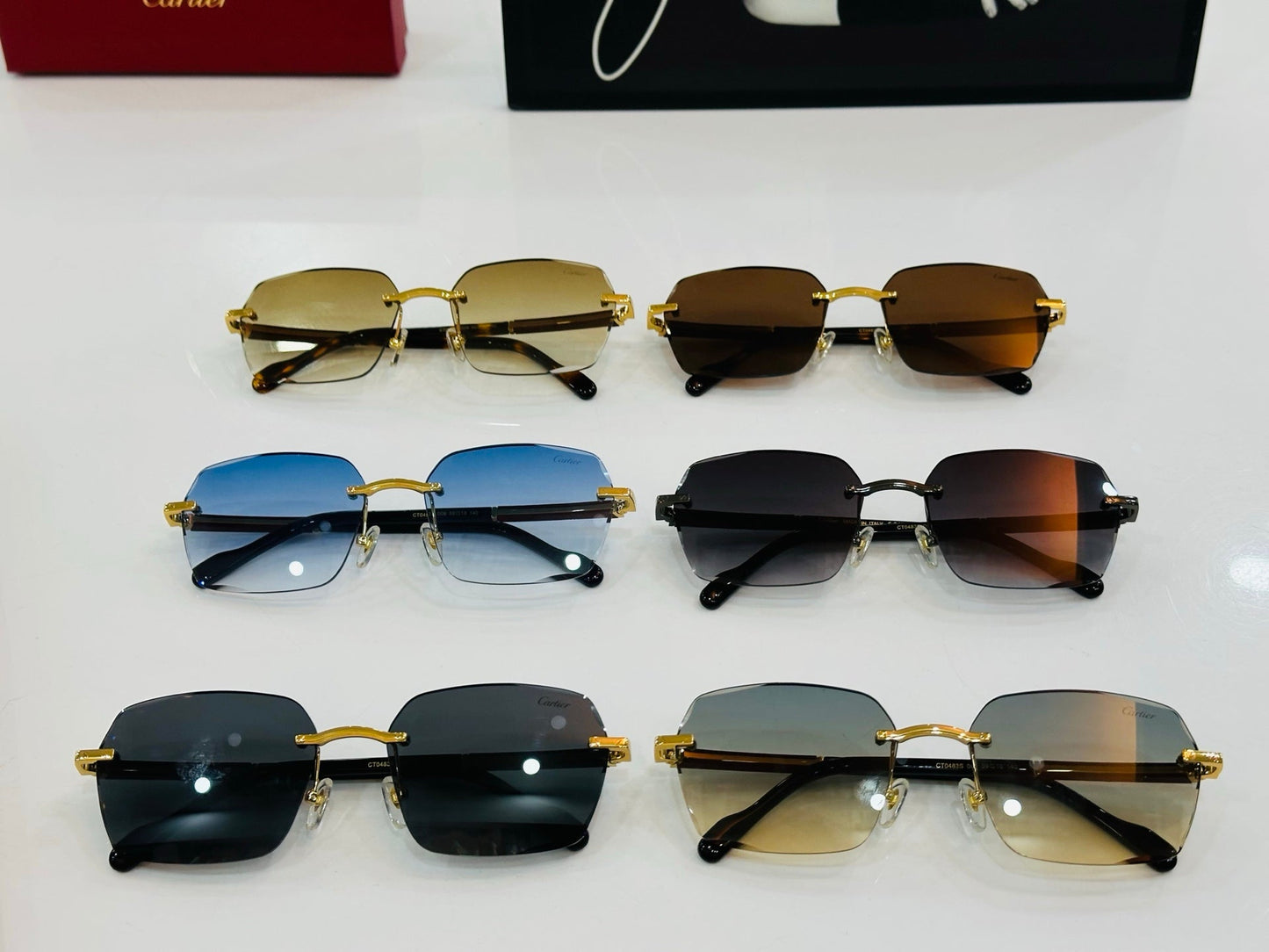CARTIER SIGNATURE RECTANGULAR FRAME SUNGLASSES CT0483S IN METAL AND WOODEN