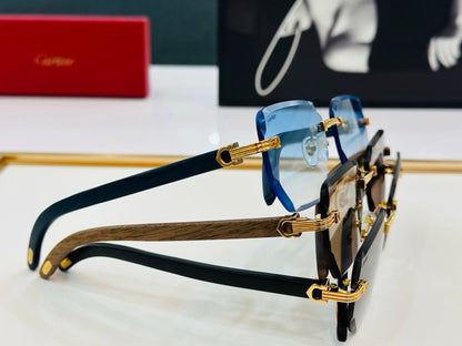CARTIER PREMIÈRE RECTANGULAR FRAME SUNGLASSES CT0620S IN METAL AND WOODEN