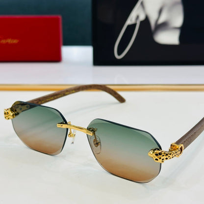 CARTIER PANTHÈRE RIMLESS OVAL FRAME SUNGLASSES 543637 IN METAL