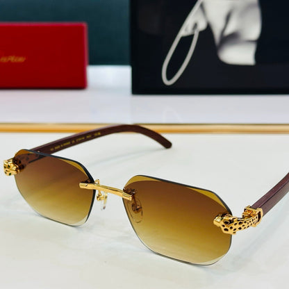 CARTIER PANTHÈRE RIMLESS OVAL FRAME SUNGLASSES 543637 IN METAL