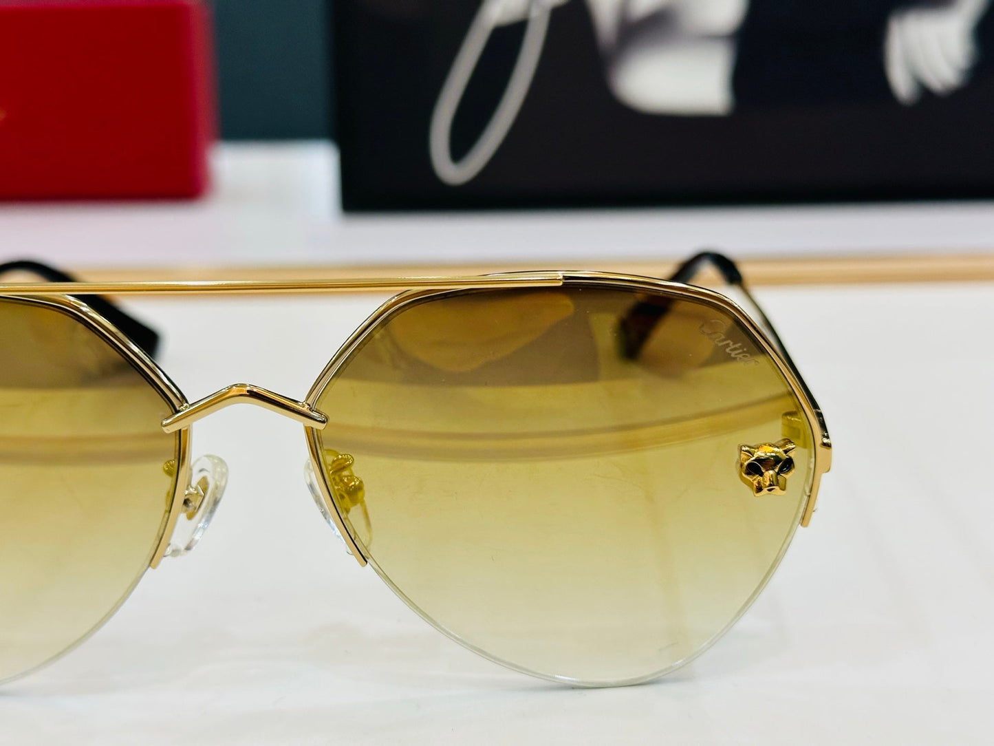 CARTIER SIGNATURE AVIATOR FRAME SUNGLASSES CT0355S IN METAL