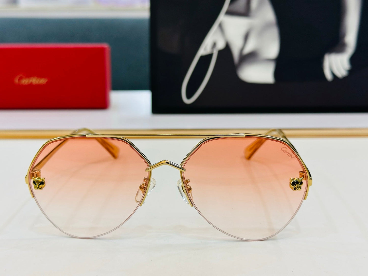 CARTIER SIGNATURE AVIATOR FRAME SUNGLASSES CT0355S IN METAL