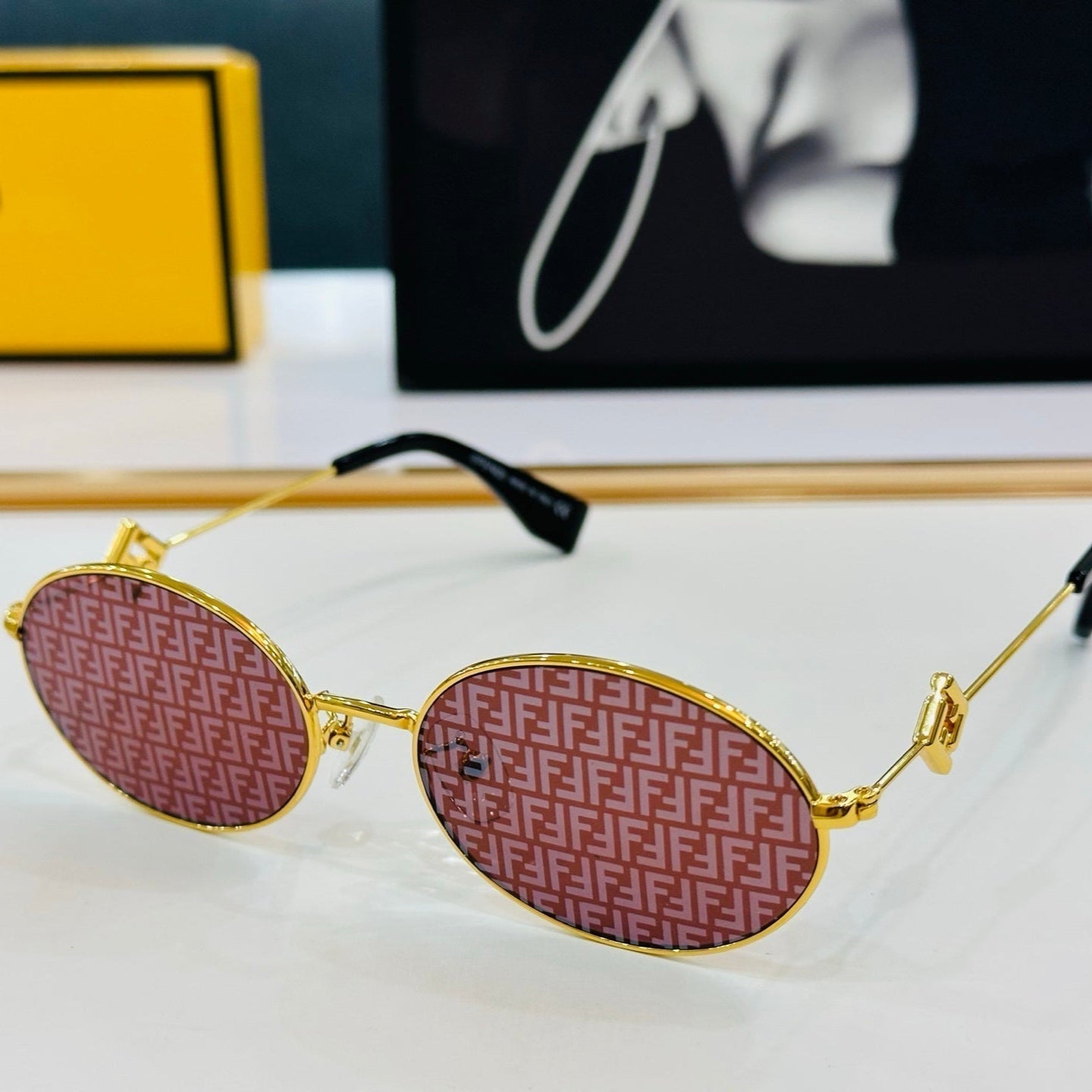 FENDI FIRST CRYSTAL OVAL FRAME SUNGLASSES E40151 IN METAL
