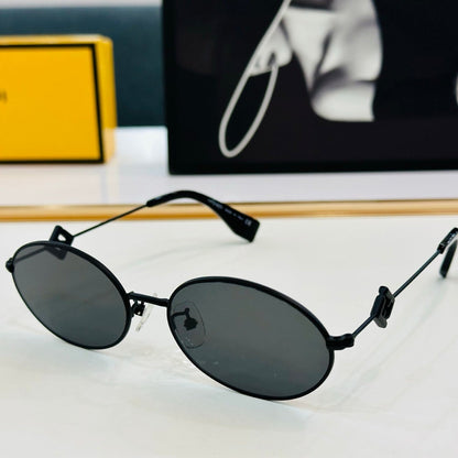 FENDI FIRST CRYSTAL OVAL FRAME SUNGLASSES E40151 IN METAL