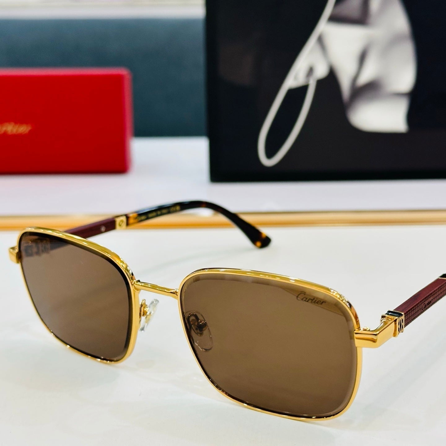 CARTIER PREMIÈRE RECTANGULAR FRAME SUNGLASSES CT0491S IN METAL