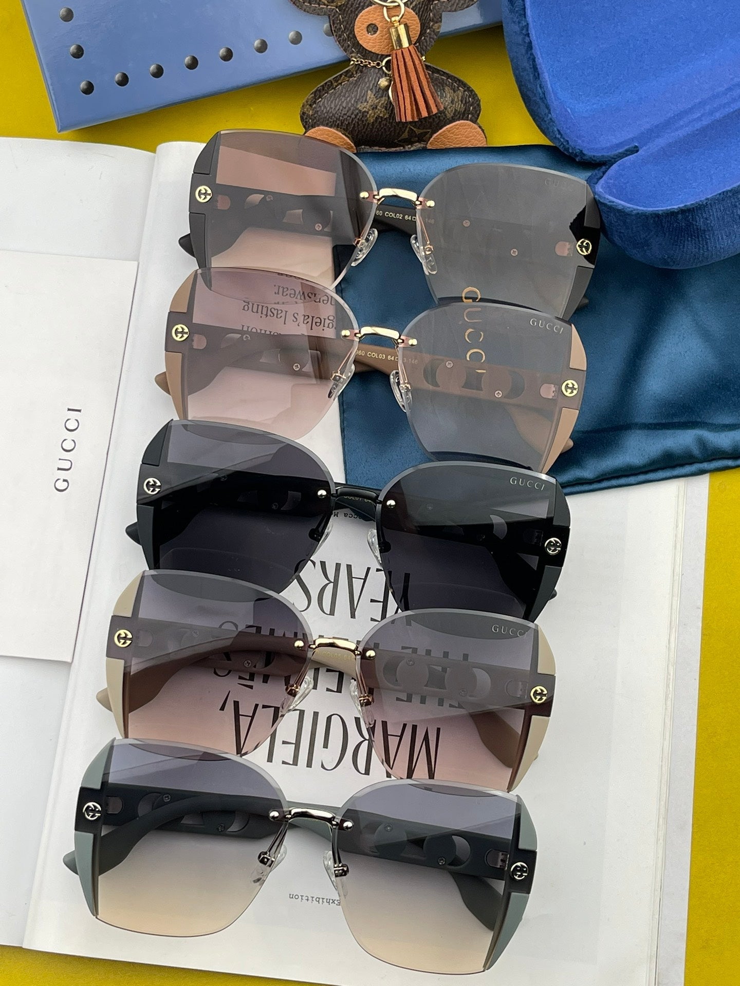 GUCCI EMBOSSED LOGO SQUARE FRAME SUNGLASSES G0296 IN ACETATE AND METAL
