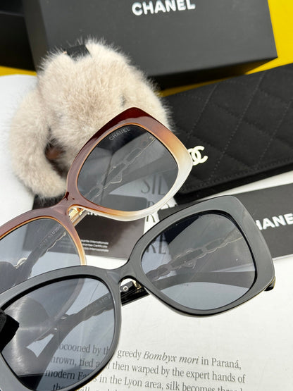 CHANEL SQUARE SUNGLASSES CH25801 IN ACETATE HEART CHAIN METAL