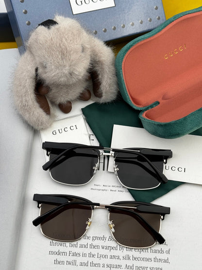 GUCCI RECTANGULAR FRAME SUNGLASSES G7637 IN METAL AND ACETATE