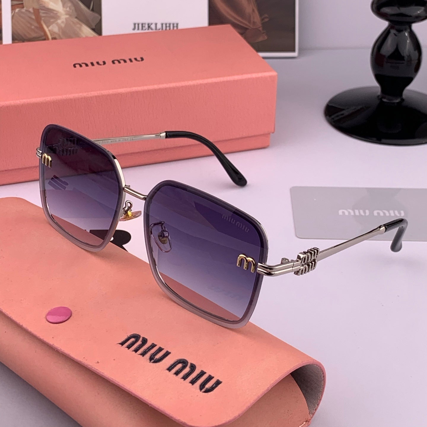 MIU MIU RUNWAY SQUARE SUNGLASSES M9407 IN METAL