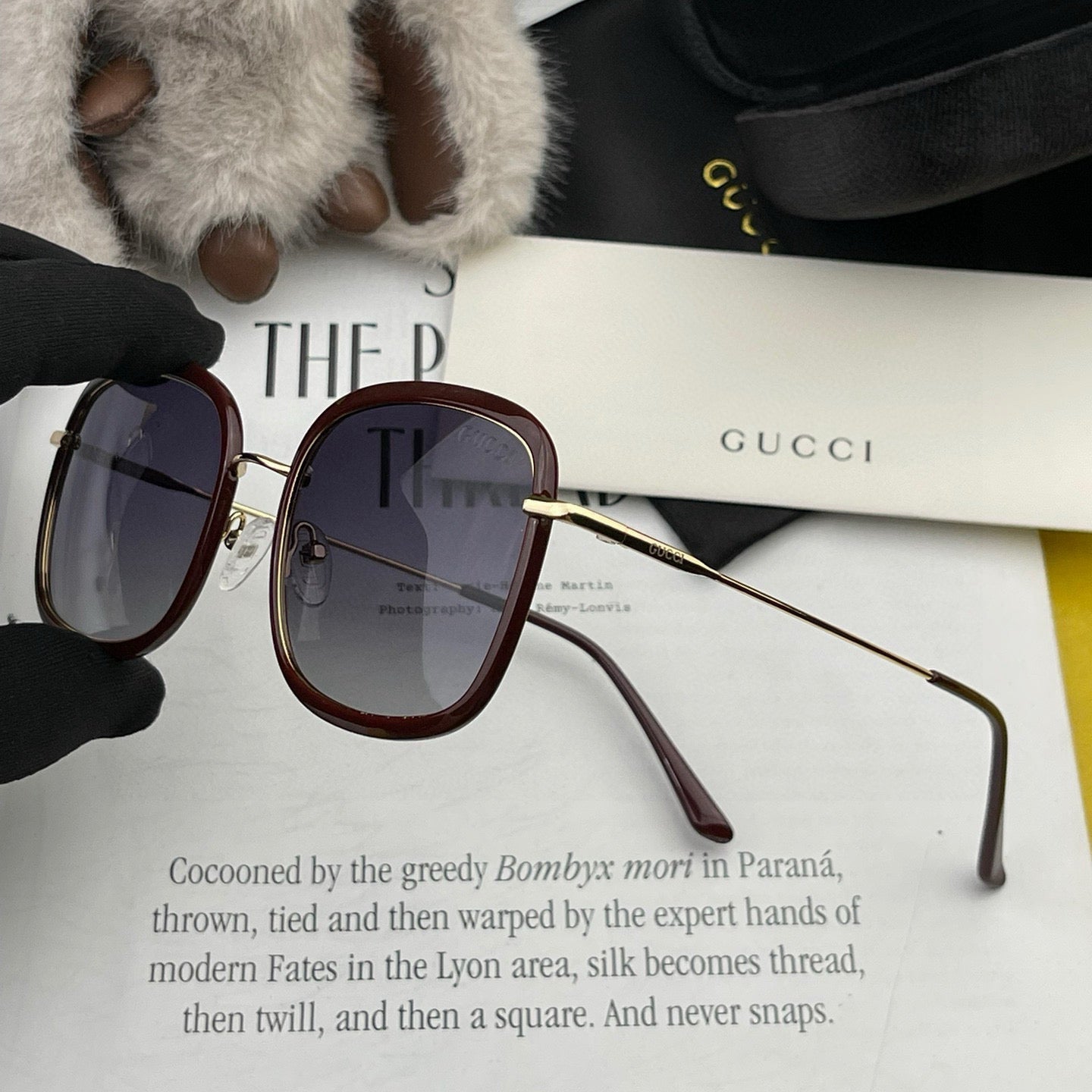 GUCCI SQUARE FRAME SUNGLASSES G2242 IN ACETATE AND METAL