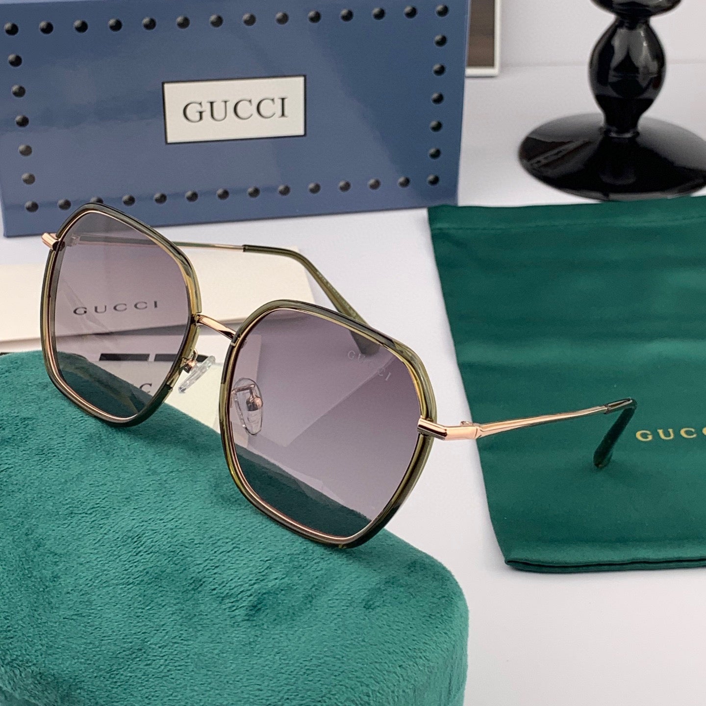GUCCI SQUARE FRAME SUNGLASSES G8384 IN METAL AND ACETATE