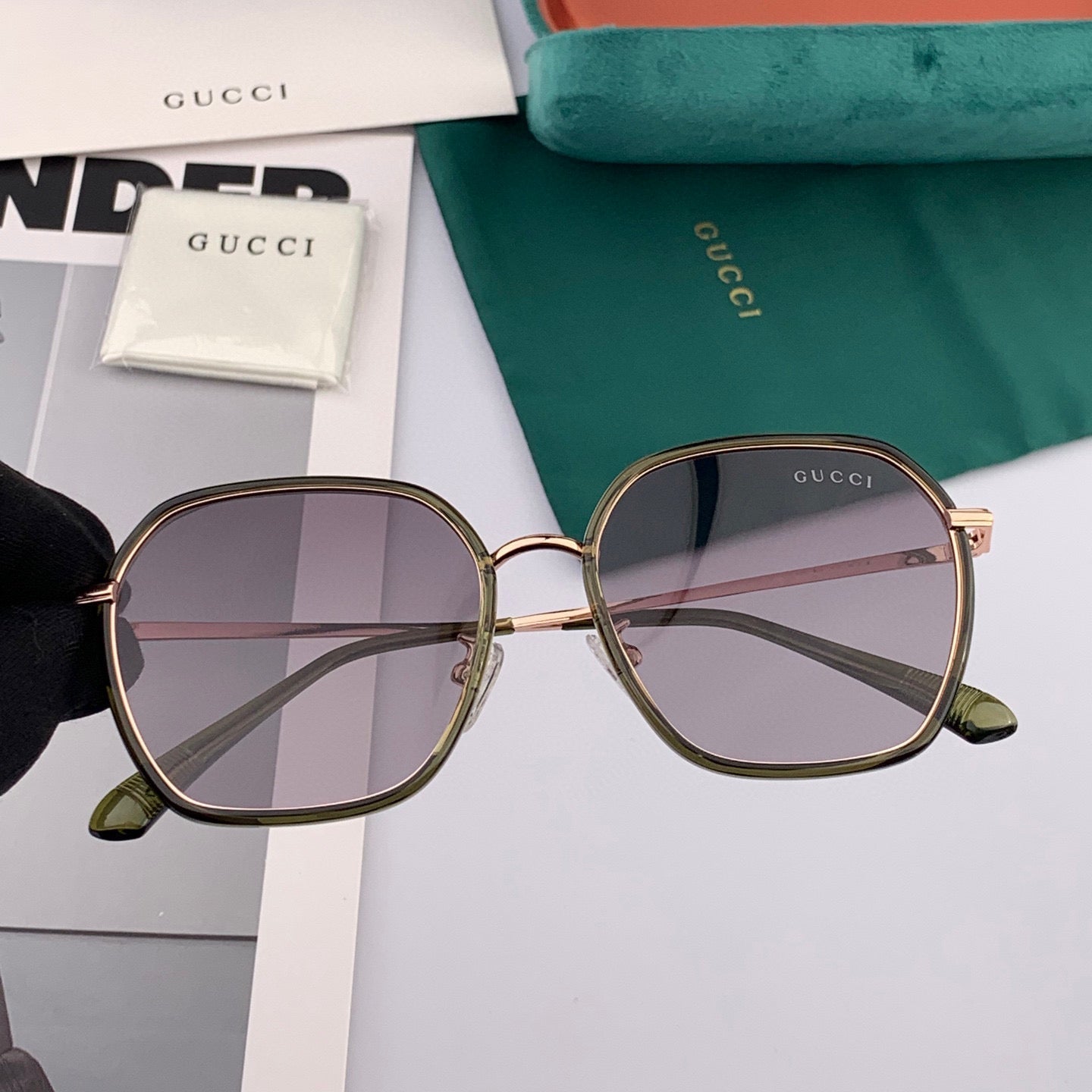 GUCCI SQUARE FRAME SUNGLASSES G8384 IN METAL AND ACETATE