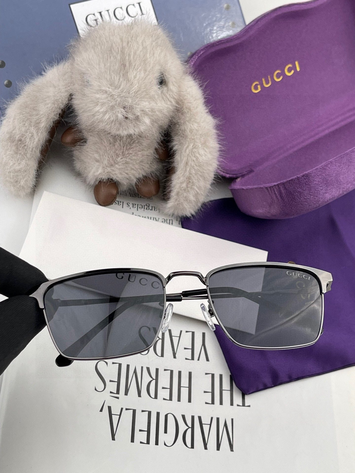 GUCCI RECTANGULAR FRAME SUNGLASSES G3370 IN ACETATE AND METAL