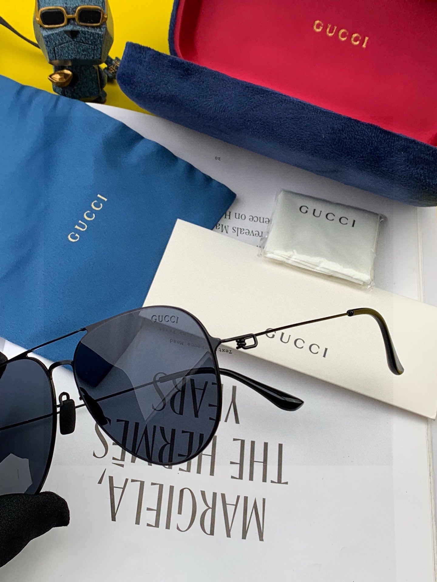 GUCCI AVIATOR FRAME SUNGLASSES 5800 IN METAL