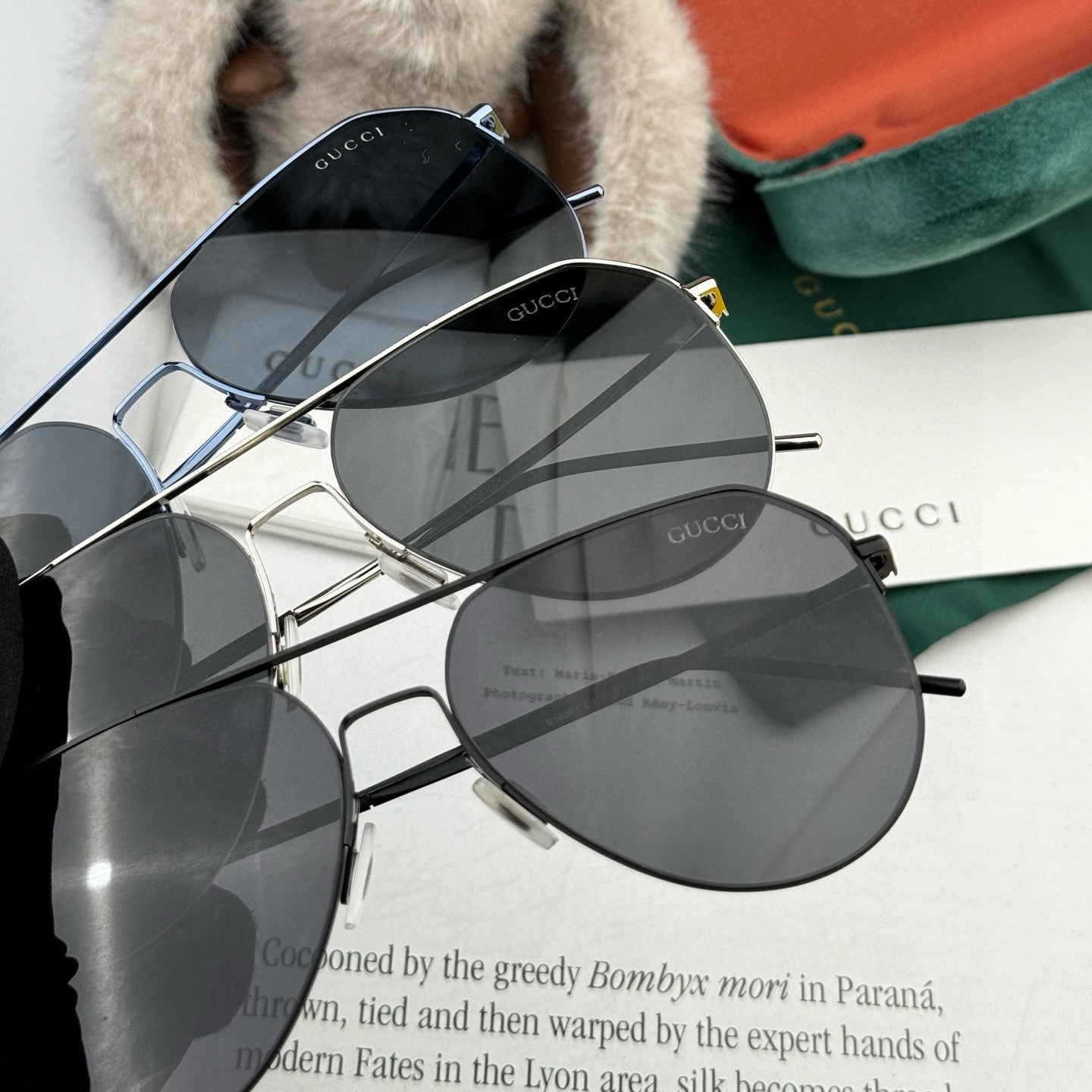GUCCI AVIATOR FRAME SUNGLASSES 575761 IN METAL
