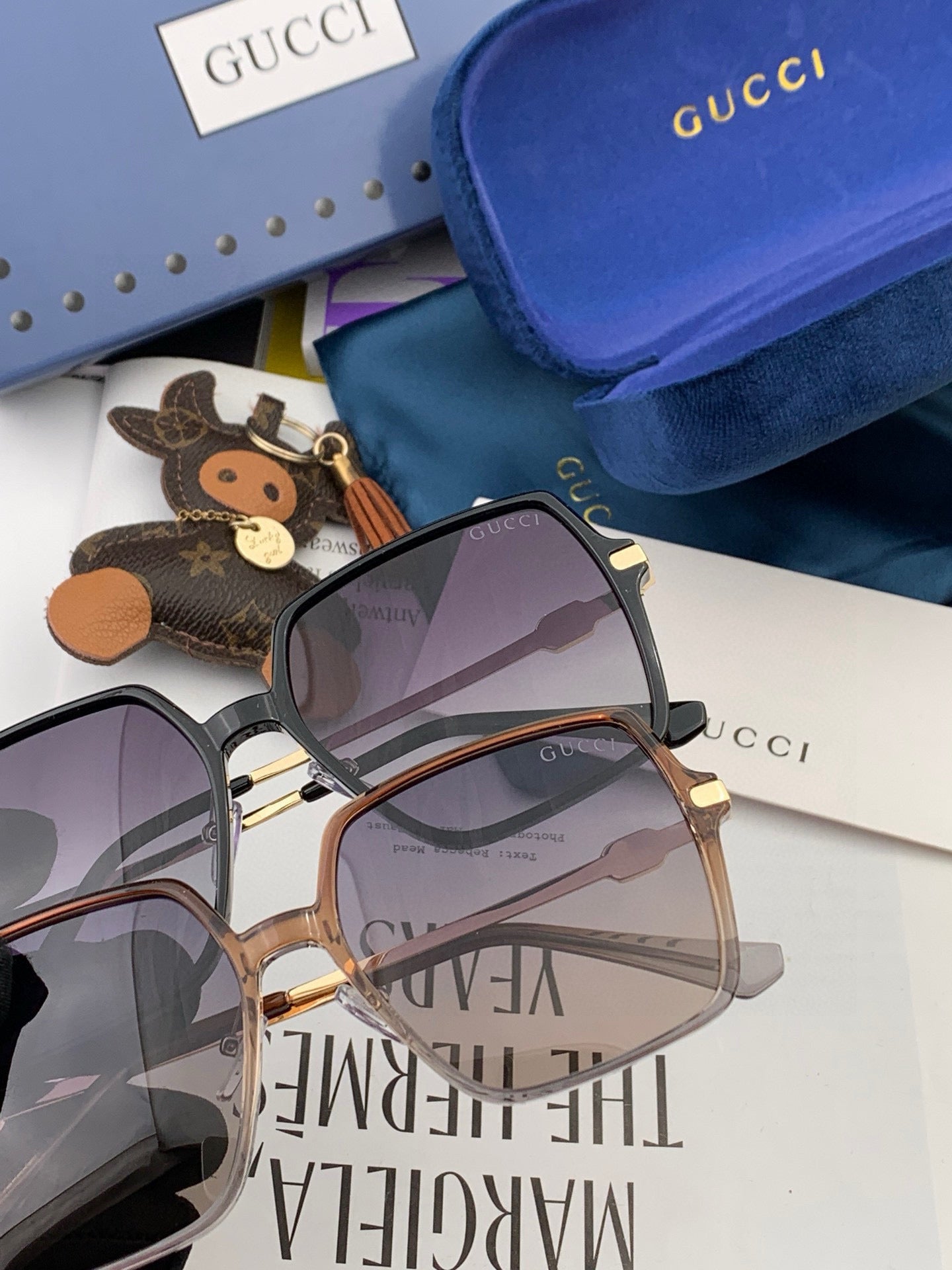 GUCCI OVERSIZED SQUARE FRAME SUNGLASSES G1307 IN ACETATE AND METAL