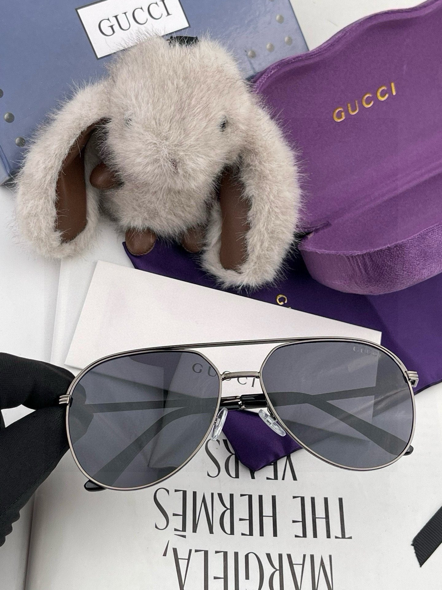 GUCCI AVIATOR FRAME SUNGLASSES 3371 IN METAL
