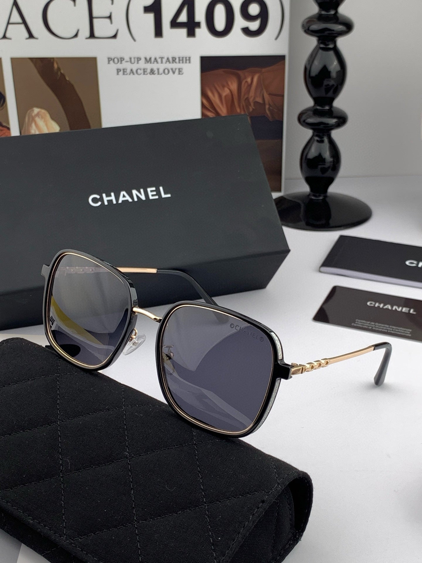 CHANEL SQUARE SUNGLASSES CH0826 IN METAL