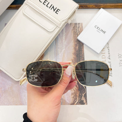 CELINE TRIOMPHE RHINESTONE SUNGLASSES CL40285U IN METAL WITH CRYSTALS