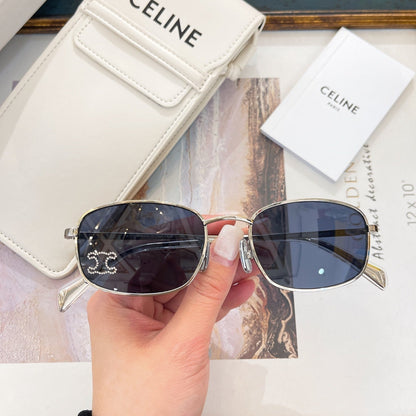CELINE TRIOMPHE RHINESTONE SUNGLASSES CL40285U IN METAL WITH CRYSTALS