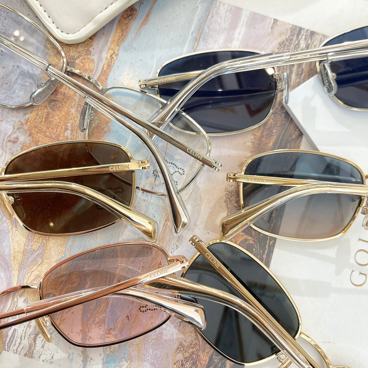 CELINE TRIOMPHE RHINESTONE SUNGLASSES CL40285U IN METAL WITH CRYSTALS